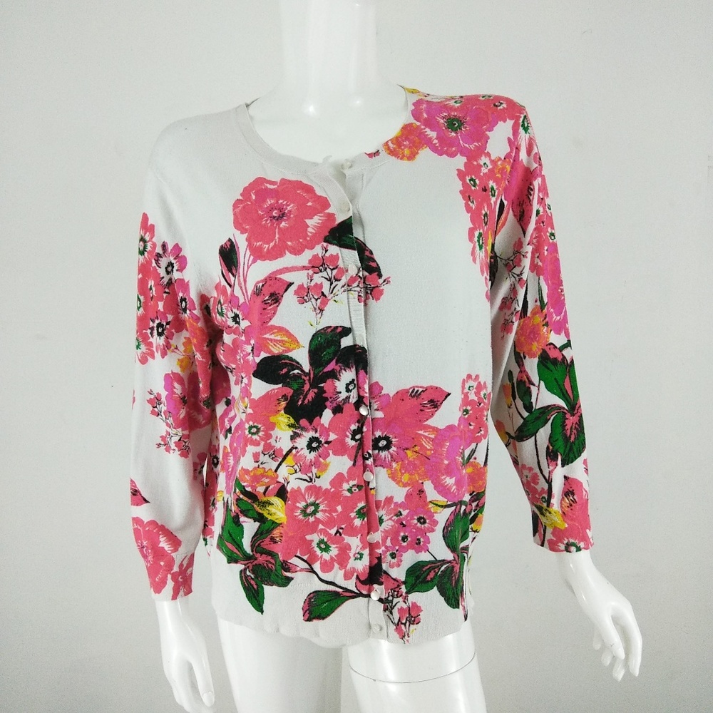 Pink/White Floral Cardigan - 2X